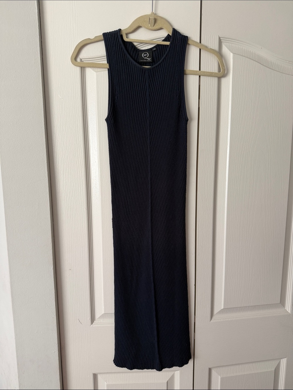 Alexander McQueen Navy Ribbed Midi Dress